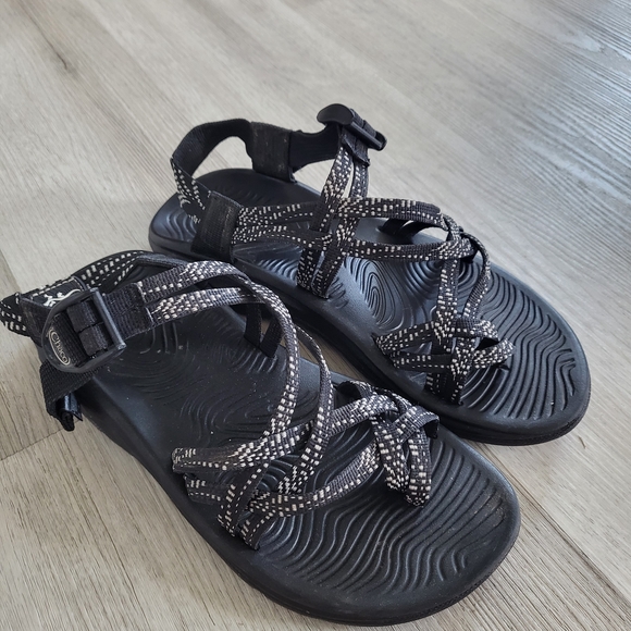 Chaco Women's Black and White Sandals - Picture 1 of 4